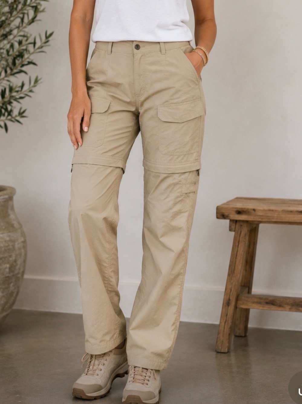 Royal Robbins Women's Convertible Cargo Pants in Khaki
